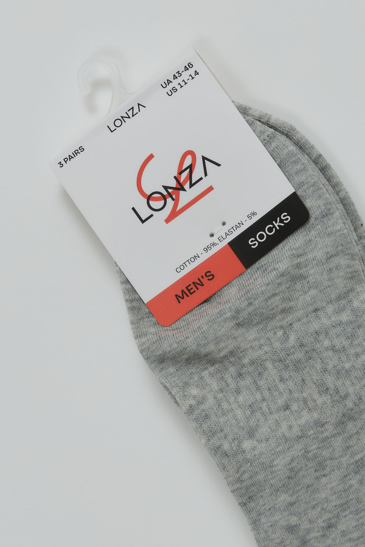 Носки хлопковые мужские 3 шт. 43-46 р. Lonza 200687 - Фото 1