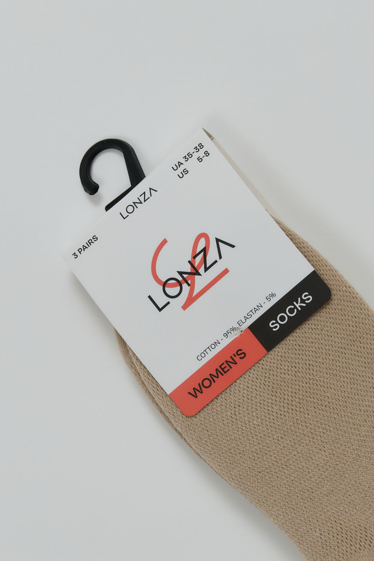 Следы хлопковые женские 3 шт. 35-38 р. Lonza 200571 - Фото 1