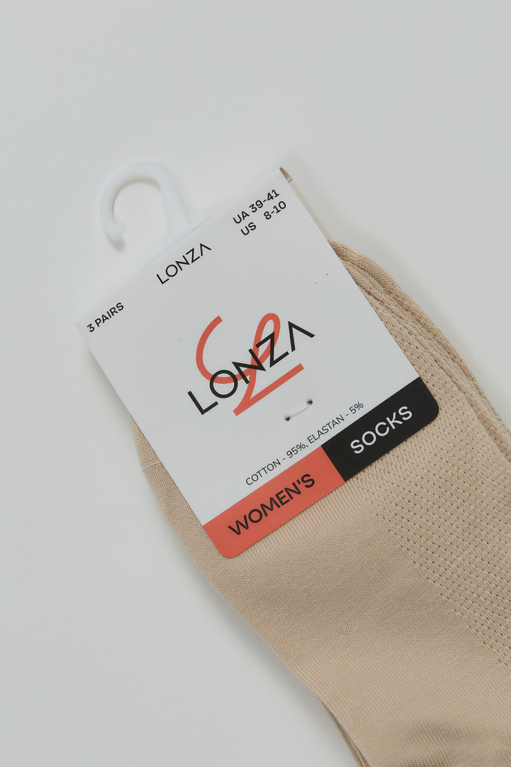 Носки хлопковые женские 3 шт. 39-41 р. Lonza 200557 - Фото 1
